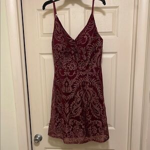 Elegant Burgundy Lace Dress